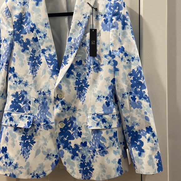 Blue floral JF j. Ferrar NWT 40SH slim fit suit jacket ❤️🔥 show stopper! - Picture 6 of 12